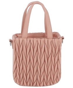 Puffy Chevron Quilted Tote Satchel LHU496 PINK
